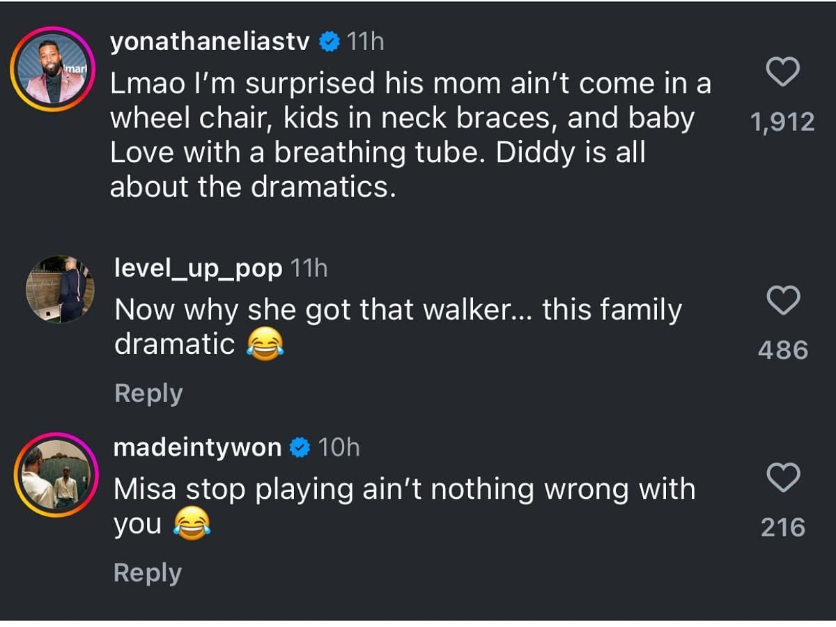 Netizens react to Misa using a walker at Combs' trial (Image via Instagram/ @theshaderoom)